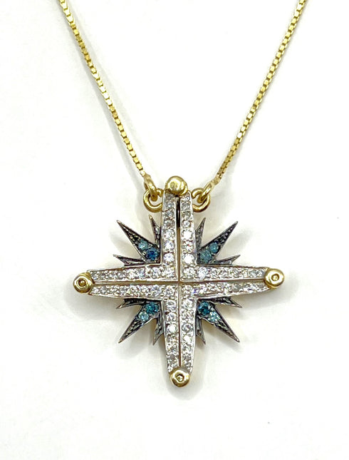 14K Gold & Black Diamond Star Of Bethlehem Opening Magnetic Necklace